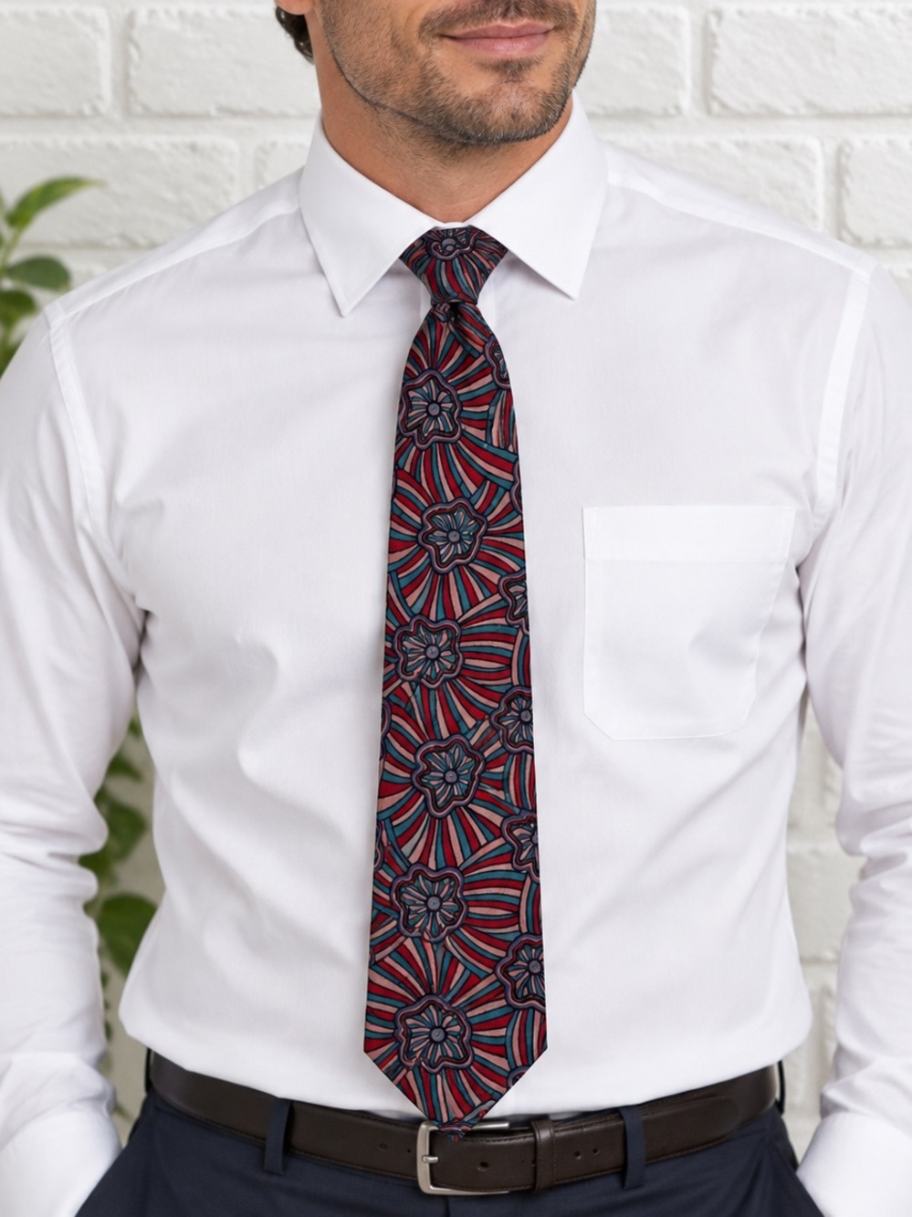Desert Designs Jimmy Pike Men’s Vintage Floral Necktie Retro Abstract Print
